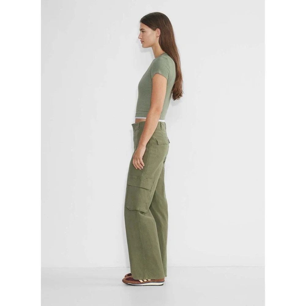 TNA Aritzia Picture Cargo Pant Olive Green High Rise Wide Leg Indie Y2K Size 0 - Picture 3 of 16